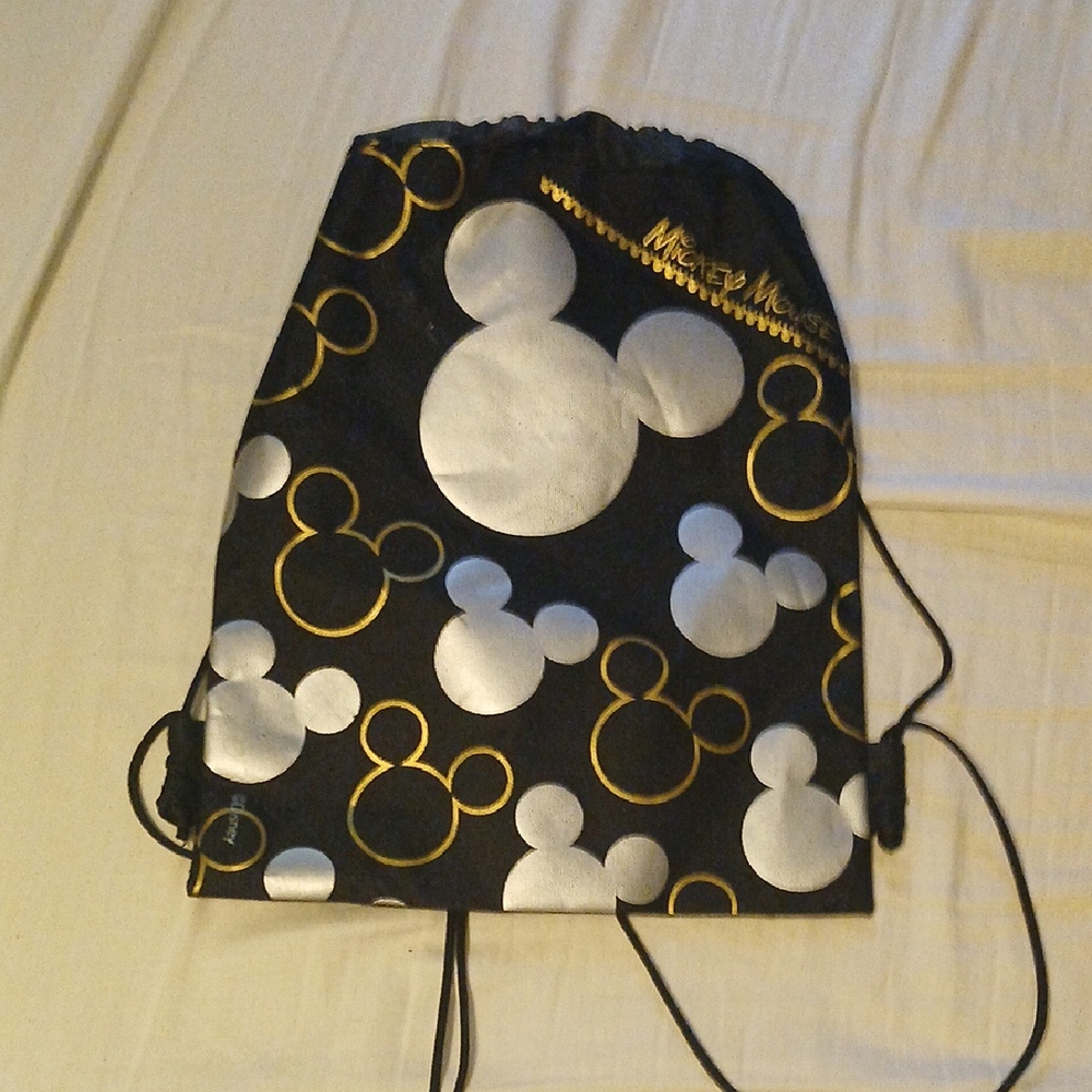 Disney Black and Gold Mickey Mouse Drawstring Bag